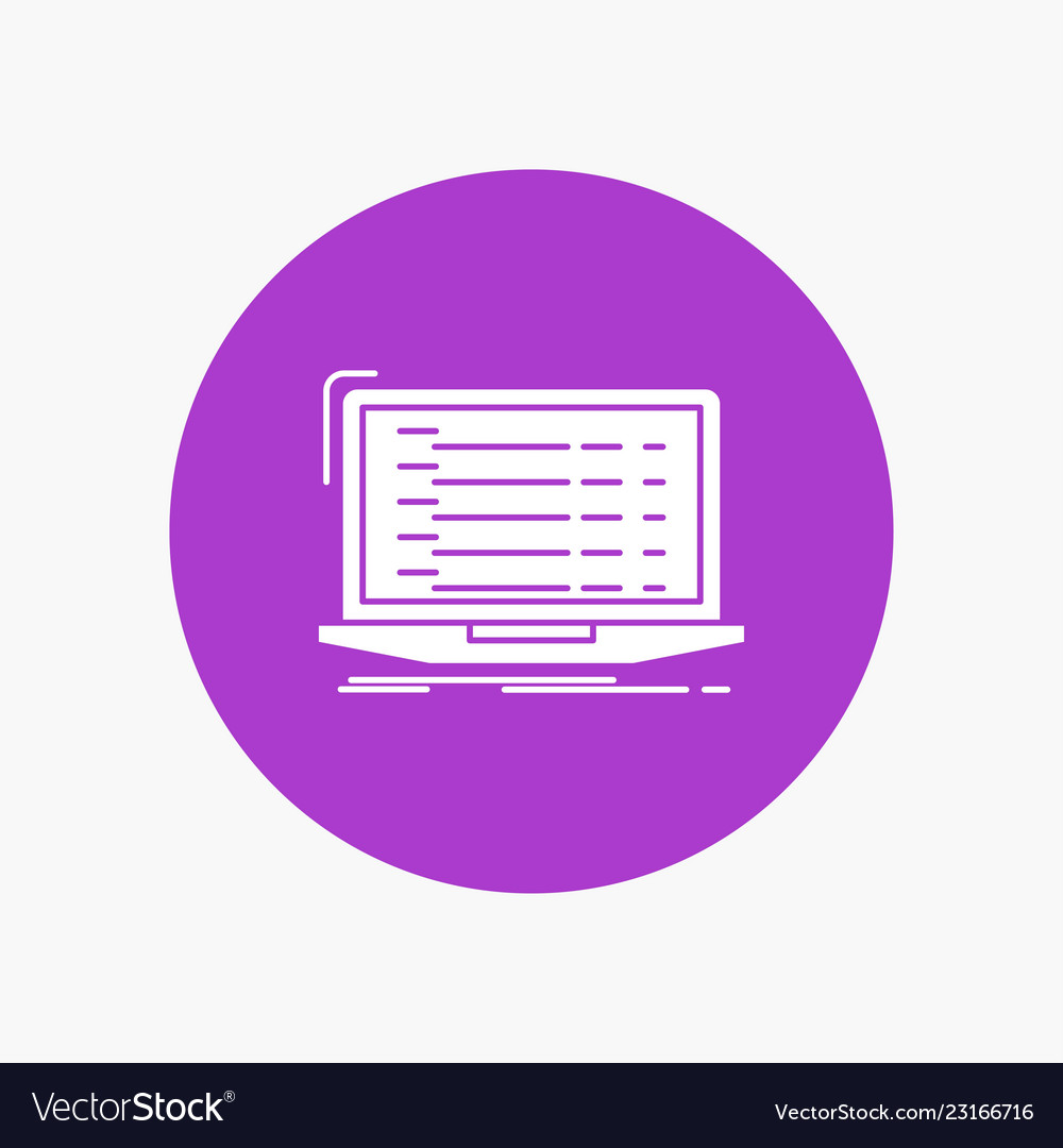 Api app coding developer laptop white glyph icon vector image Api app coding developer laptop white glyph icon