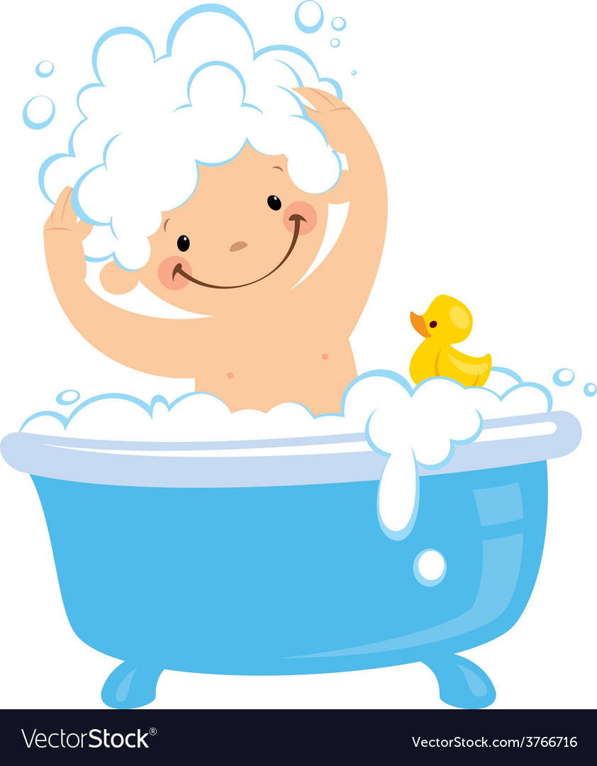 Cartoon Girl Taking A Bath