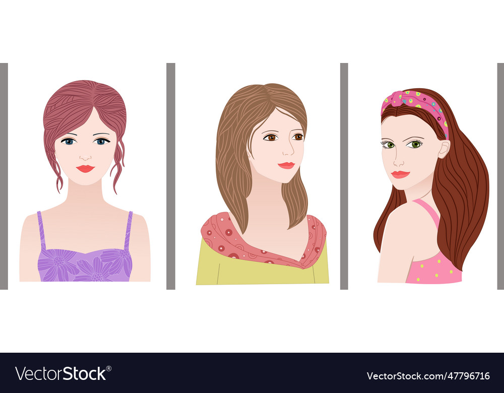 Collection Of Female Avatars Pretty Lady Vector Image