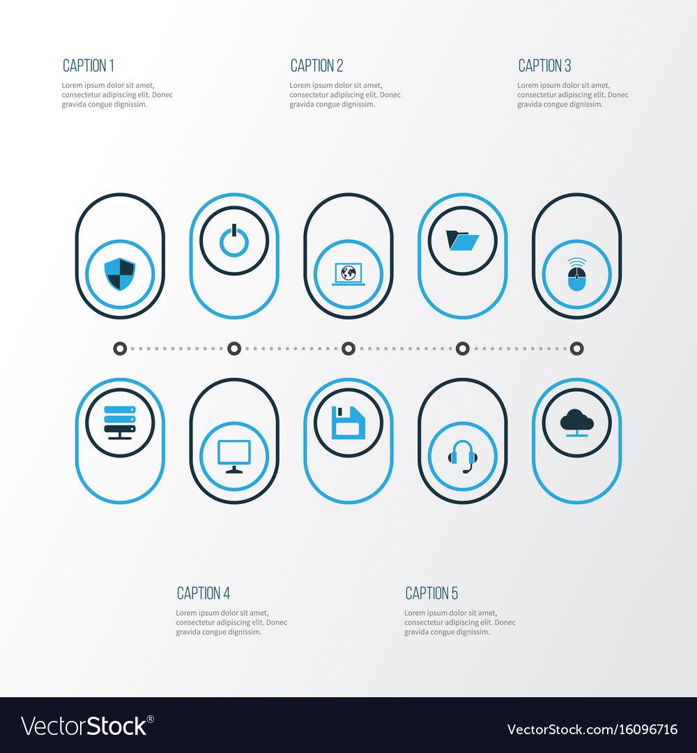 Computer colorful icons set collection of control