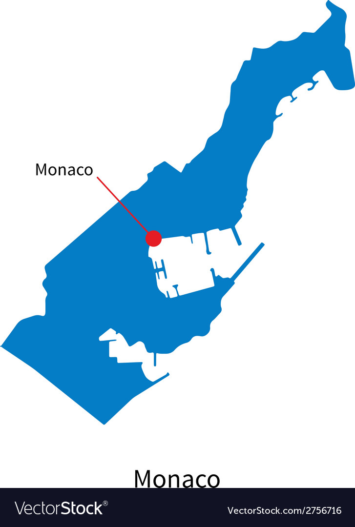 Detailed map of Monaco and capital city Monaco Vector Image