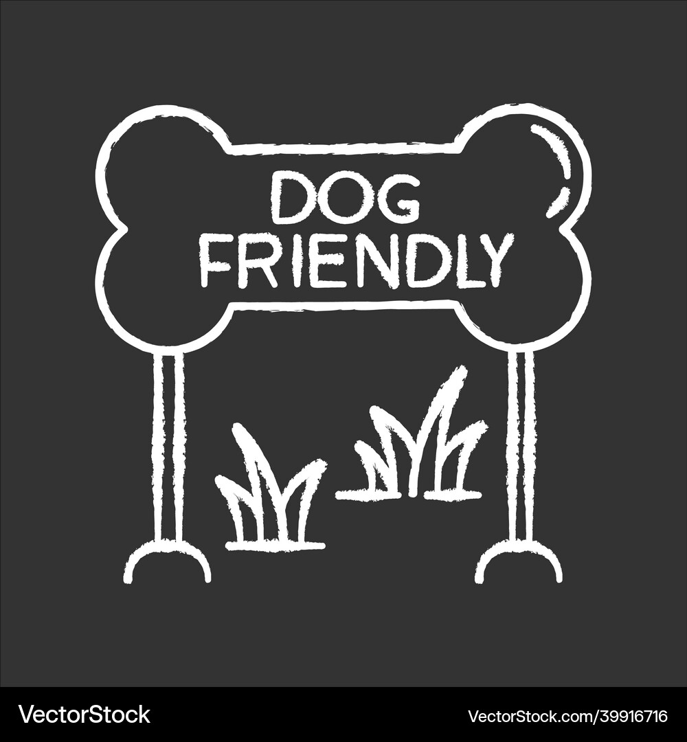 Dog friendly zone chalk white icon on black Vector Image
