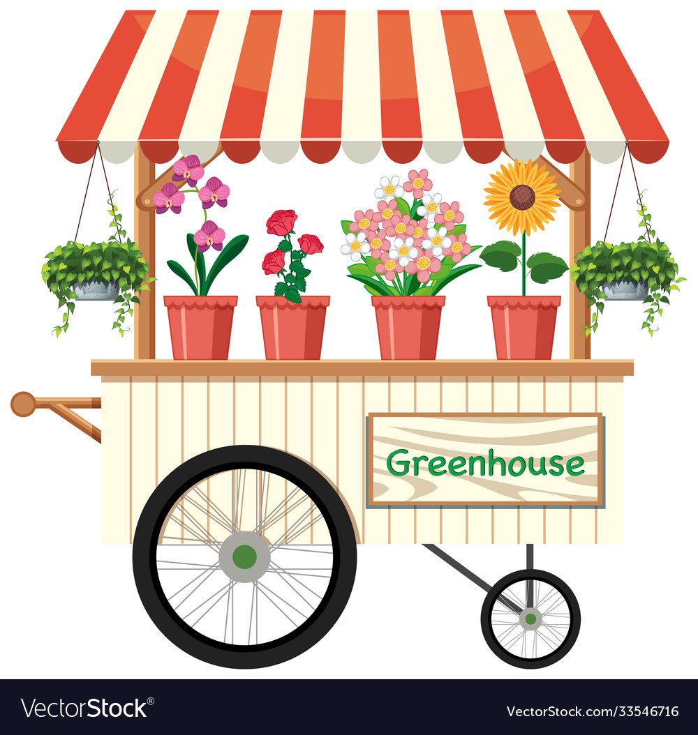 Isolated flower vendor cart