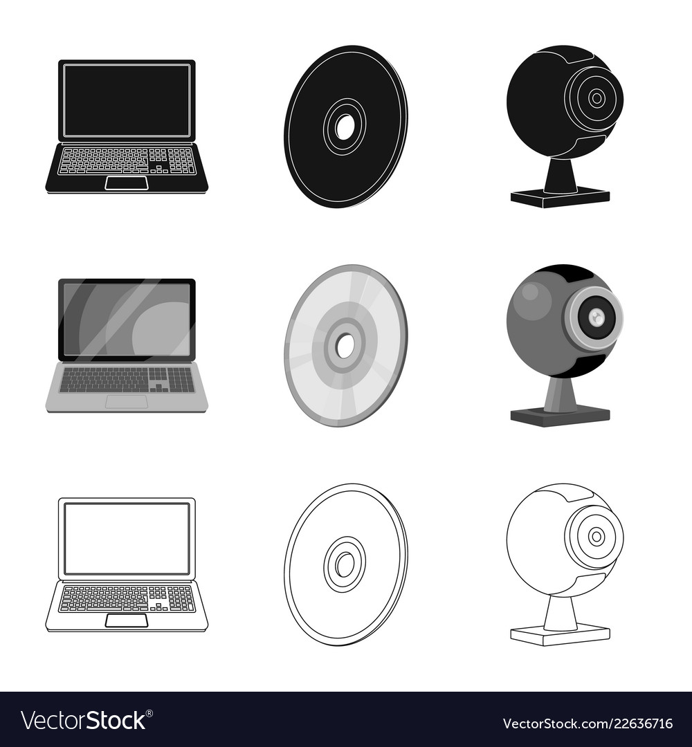 Isolated object of laptop and device symbol set