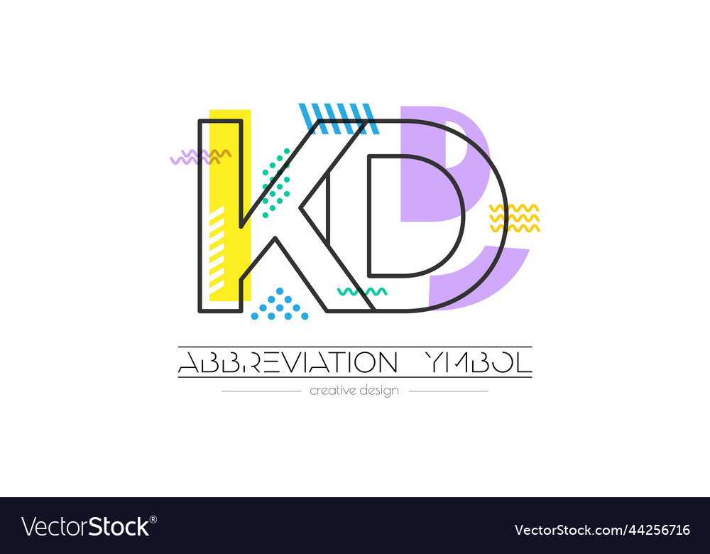 Letters k and d merging of two initials vector image Letters k and d merging of two initials