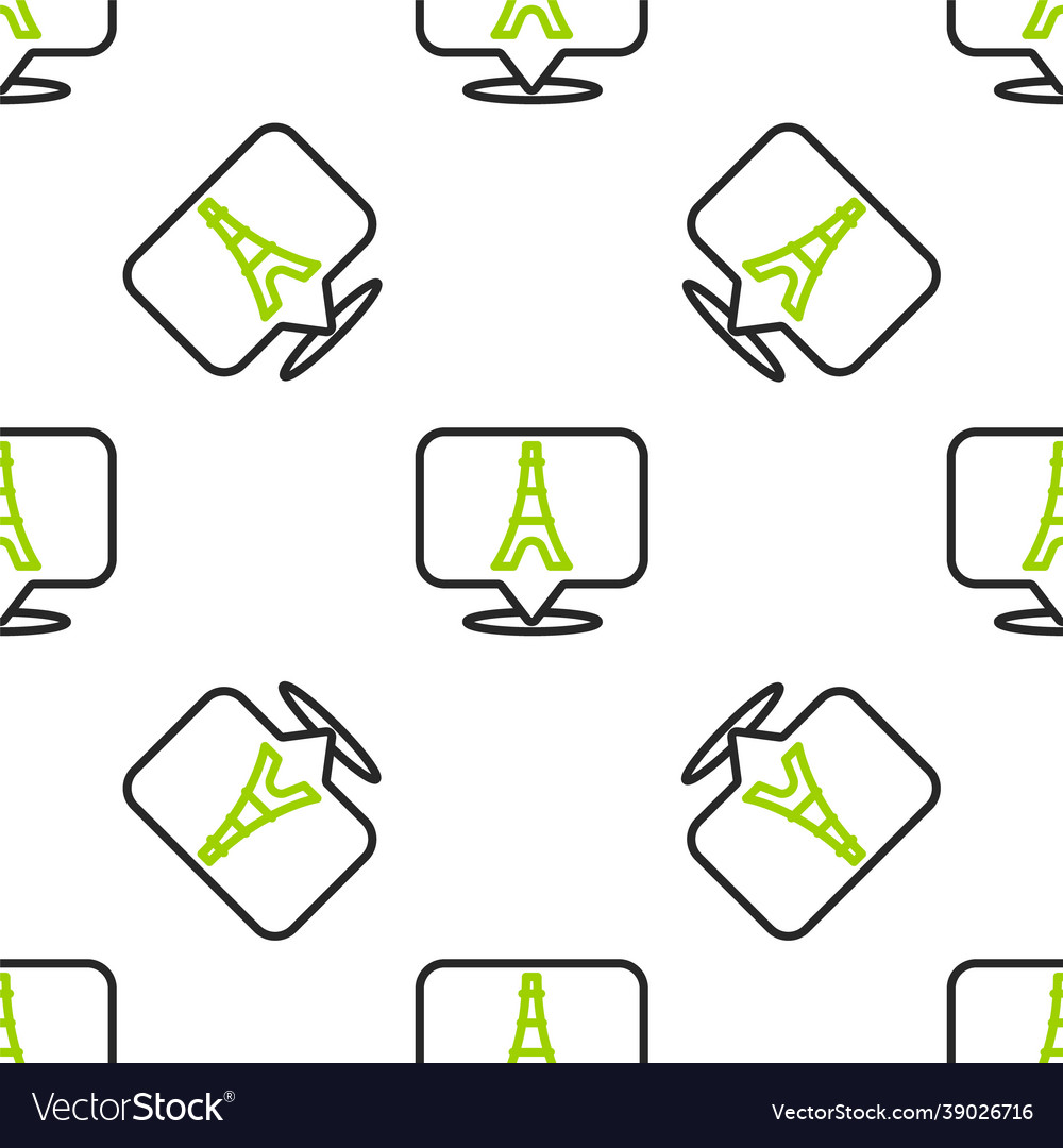 Line eiffel tower icon isolated seamless pattern