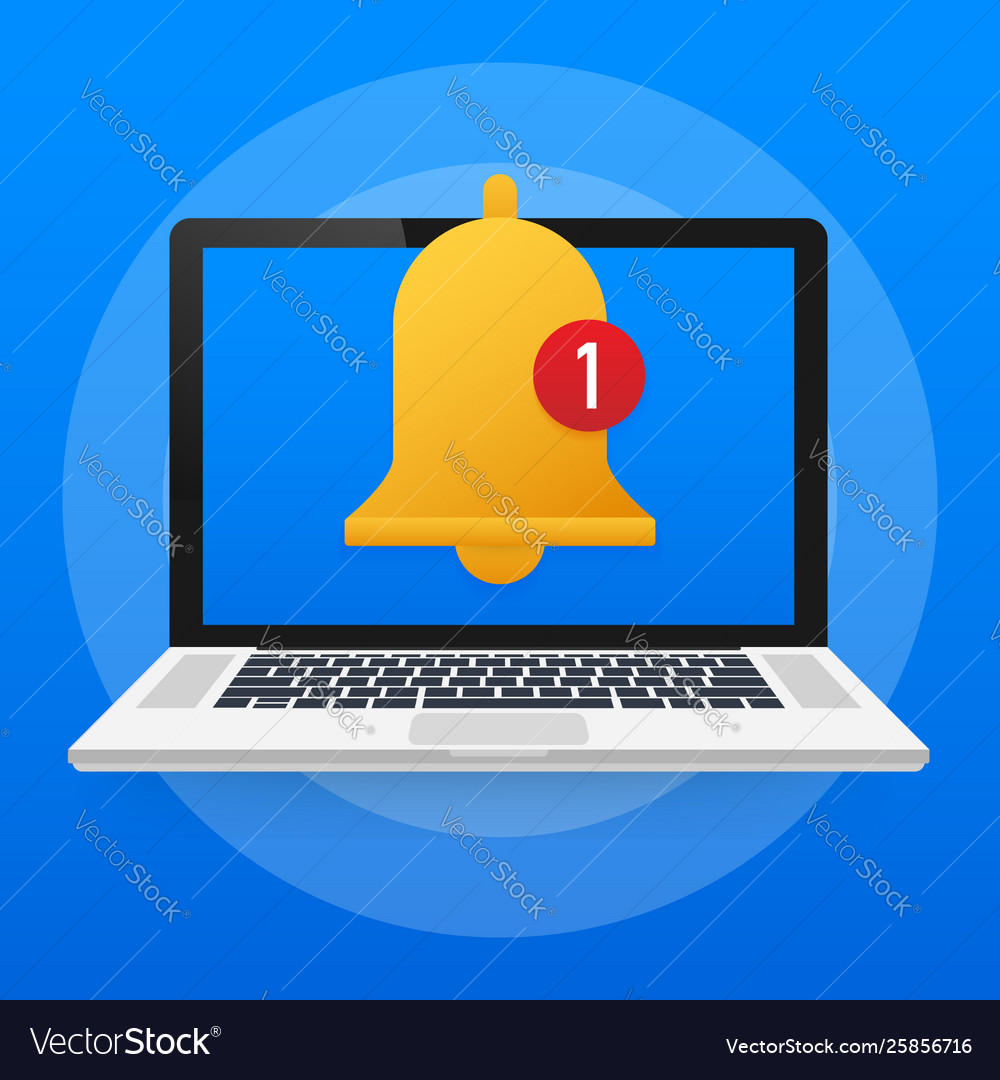 Notification bell icon for incoming inbox message vector image Notification bell icon for incoming inbox message