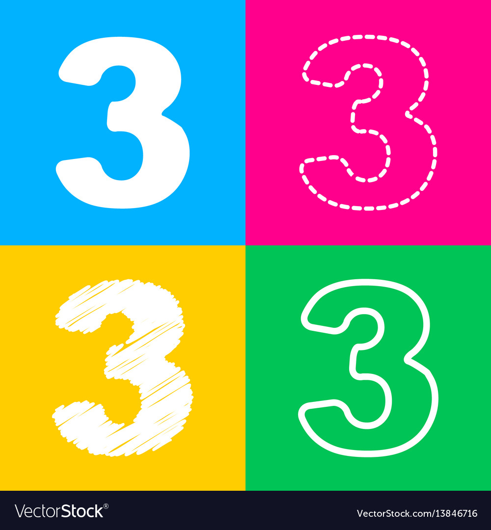Number 3 sign design template element four styles