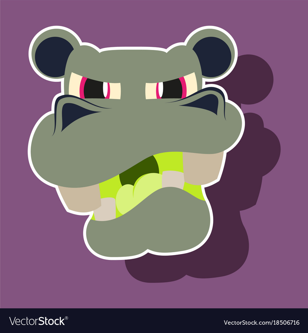 Paper sticker on theme evil animal hippo Vector Image