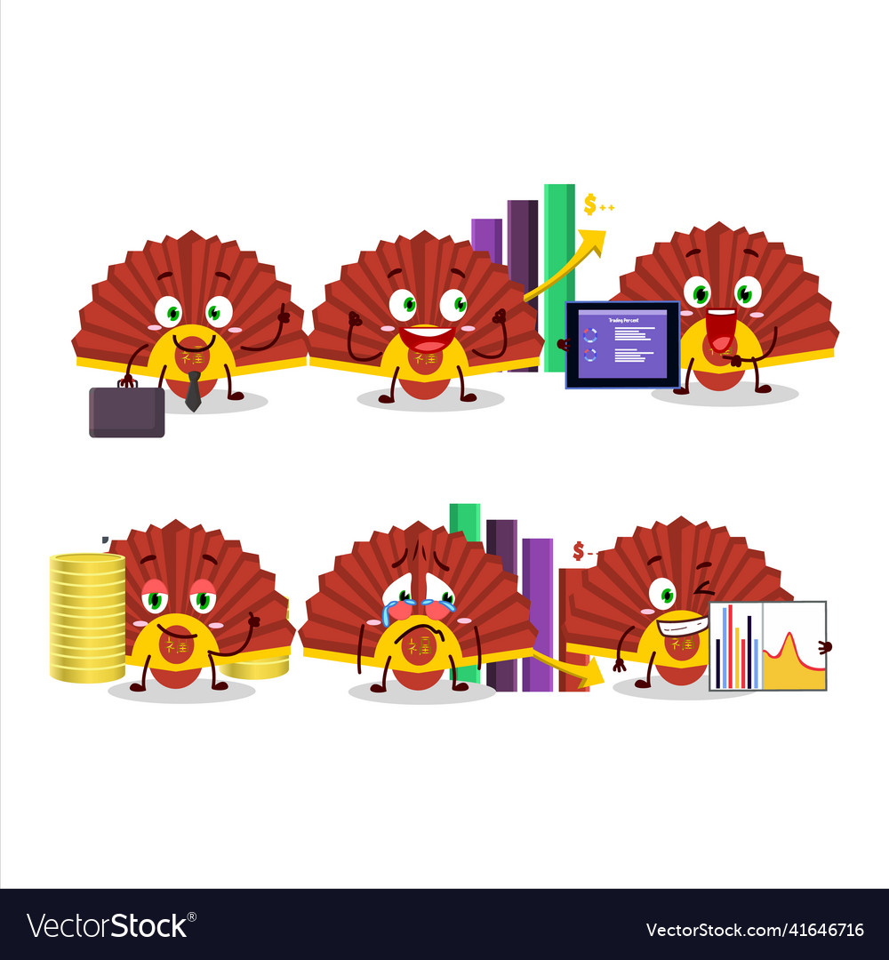 Red chinese fan character designs as a trader Vector Image Red chinese fan character designs as a trader