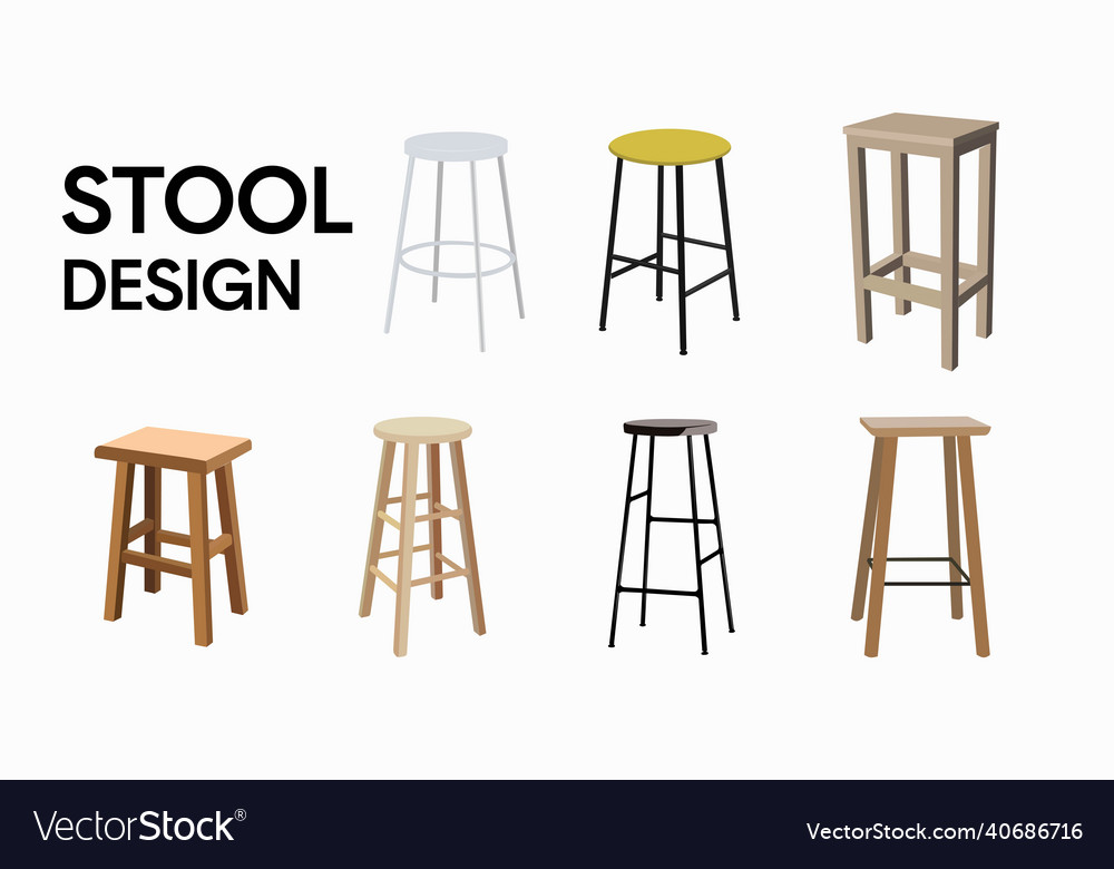 Set of different stools vector image Set of different stools