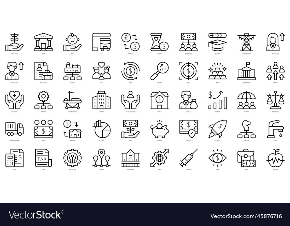 Set of thin line economic development icons Vector Image