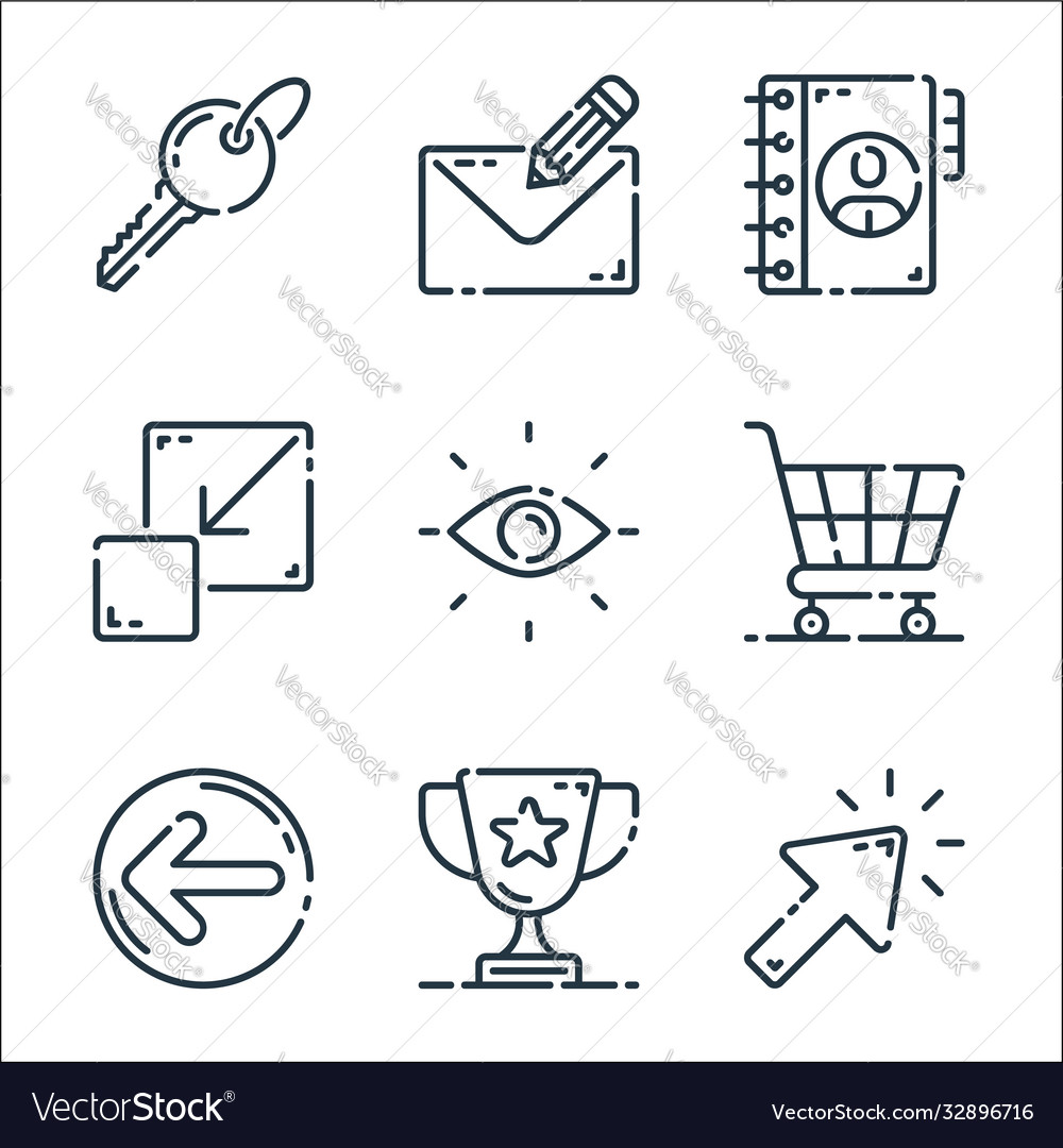 User interface line icons linear set quality vector image User interface line icons linear set quality