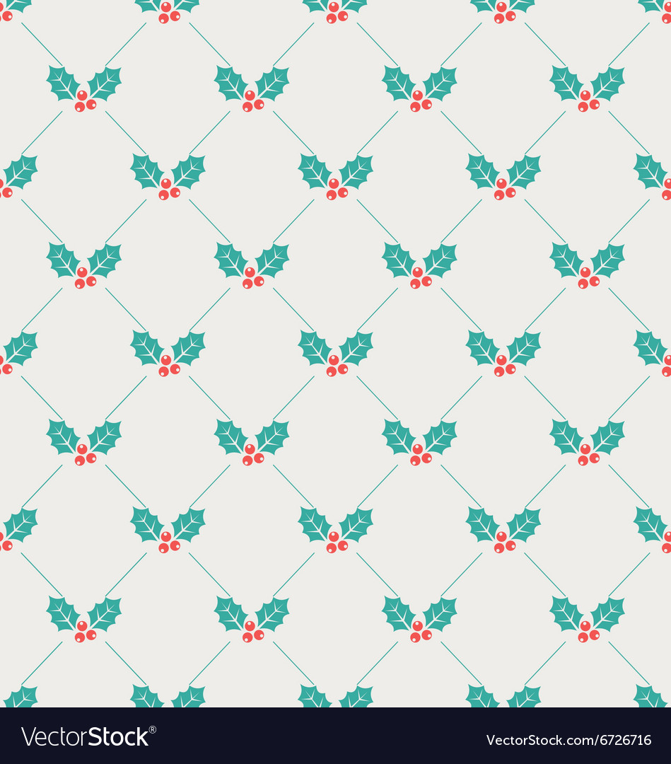 Vintage seamless wallpaper with holly berries Vector Image