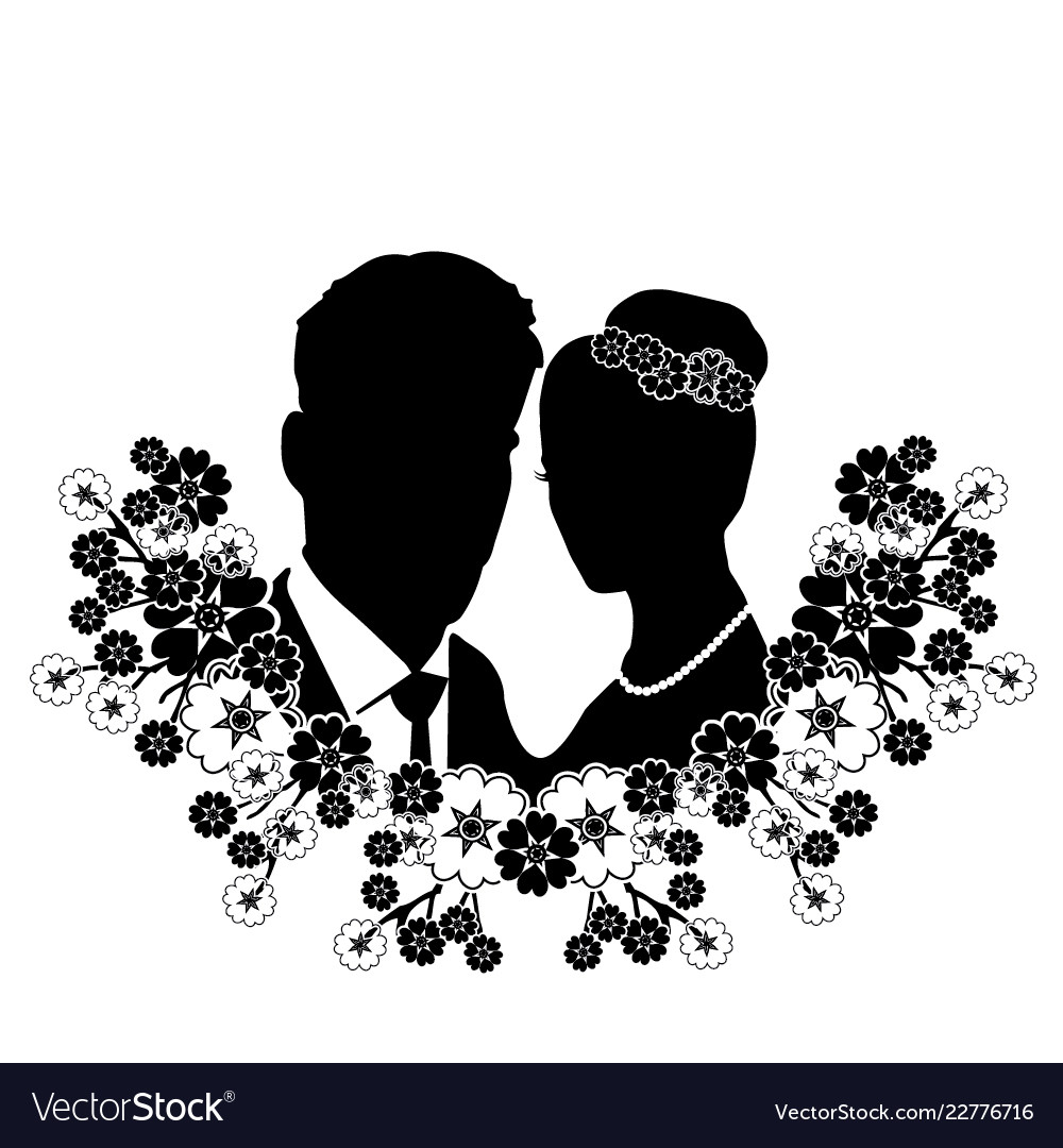 Download Wedding silhouette with flourishes 8 Royalty Free Vector