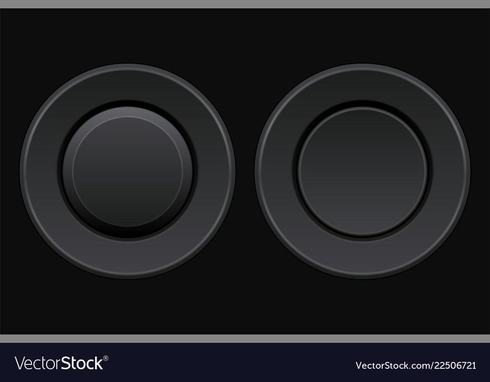 Black round buttons 3d push