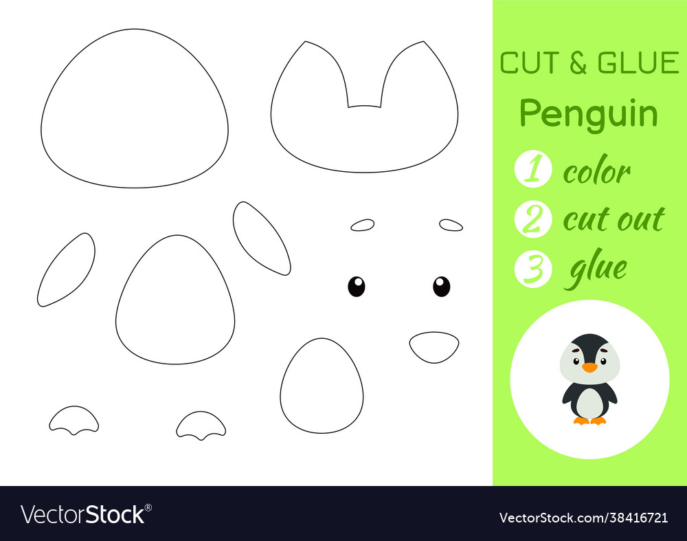 Color cut and glue paper little penguin Vector Image Color cut and glue paper little penguin