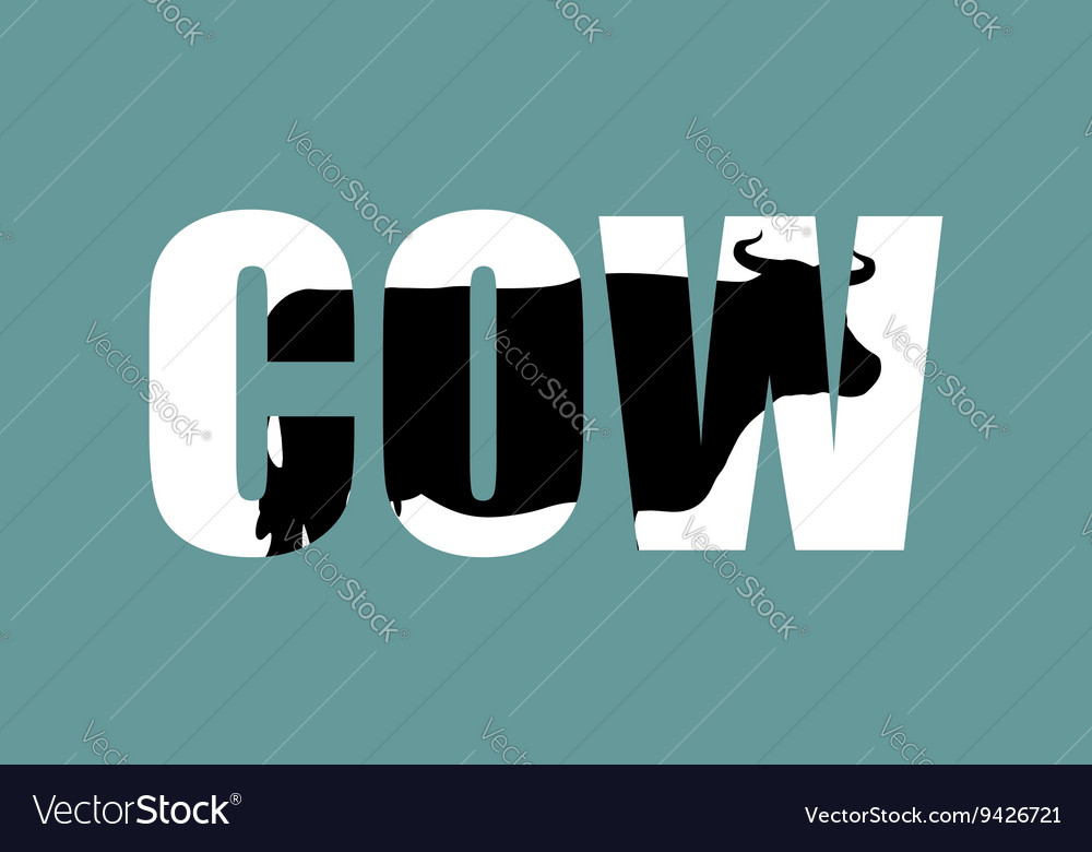 Cow in text farm animals and typography Royalty Free Vector Cow in text farm animals and typography Royalty Free Vector