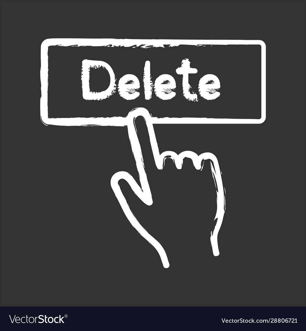 Delete button click chalk icon vector image Delete button click chalk icon