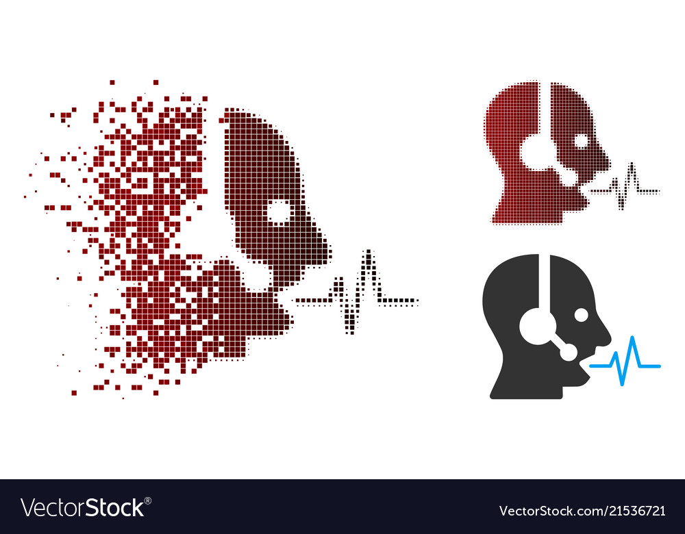 Disappearing pixel halftone operator speech icon