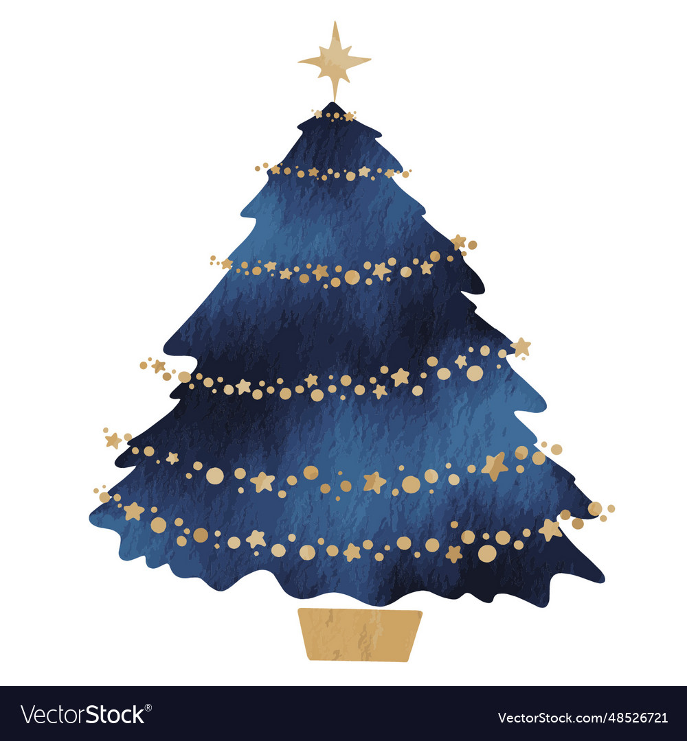 Fantasy night sky christmas tree with golden star