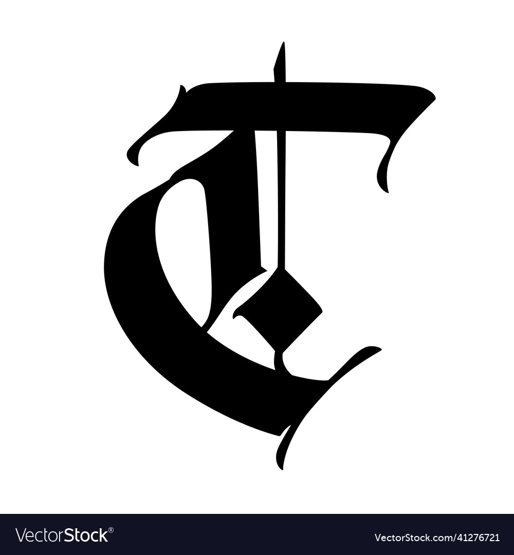 Letter t in the gothic style alphabet symbol Vector Image