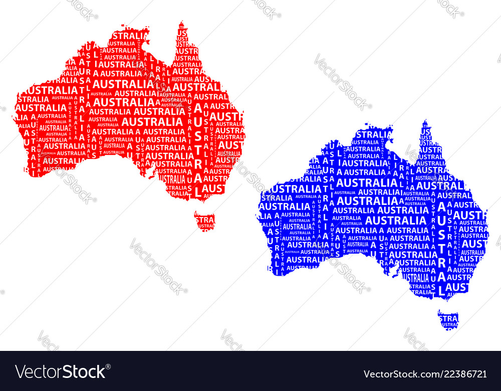 Map of continent australia