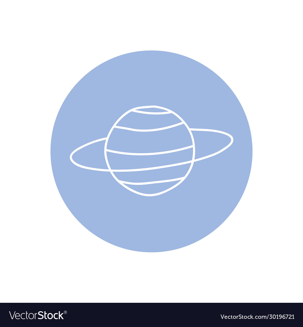 Neptune planet icon line block style vector image Neptune planet icon line block style