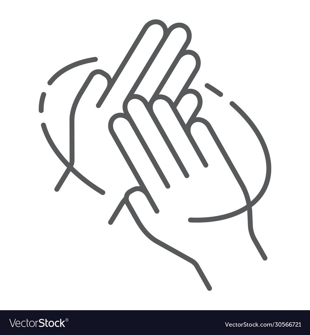 Rub hands palm to palm thin line icon wash Vector Image
