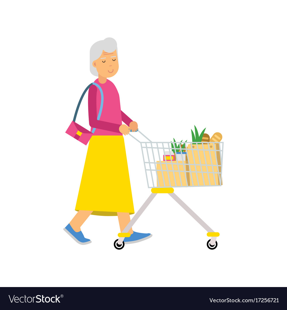 Senior Woman with Shopping Cart