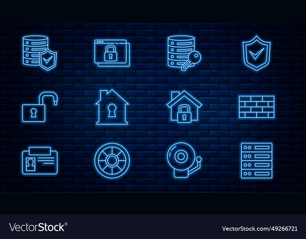 Set line server data web hosting firewall vector image Set line server data web hosting firewall