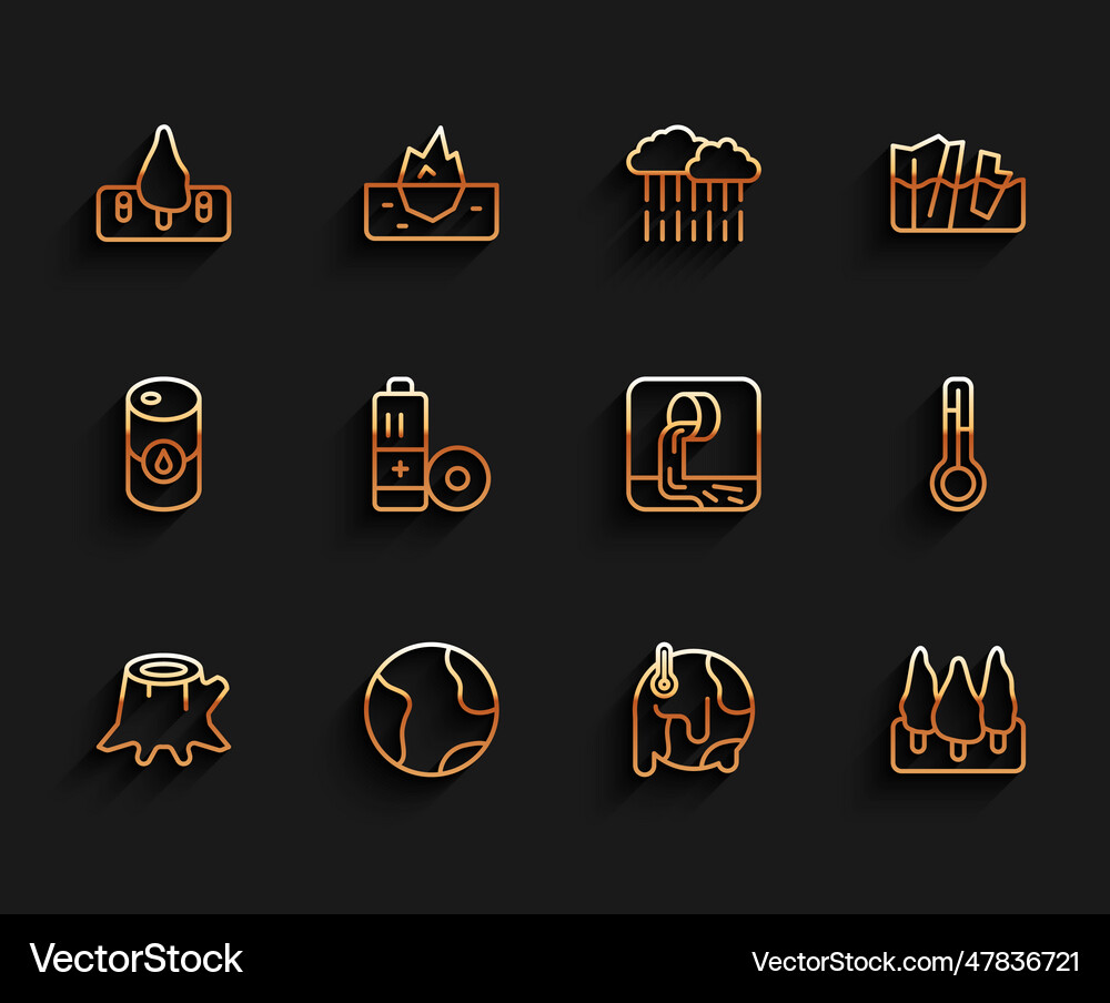 Set line tree stump earth globe deforestation Vector Image