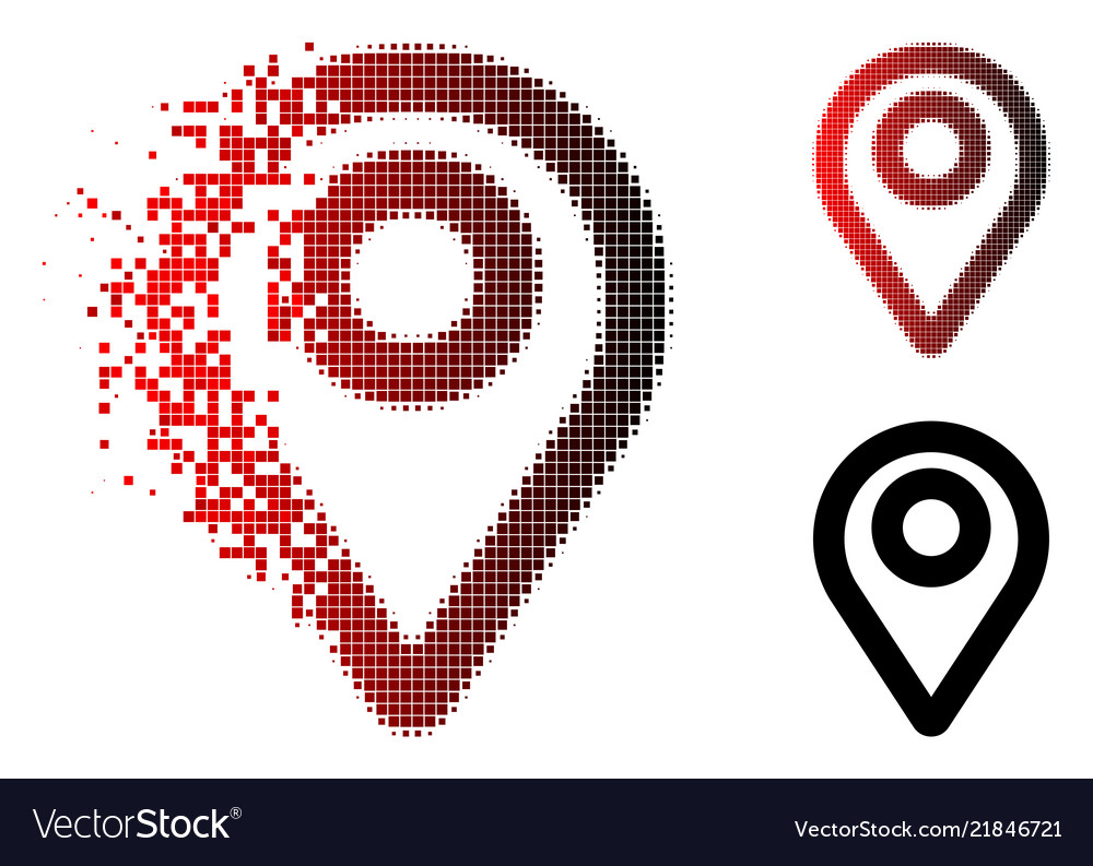 Sparkle pixelated halftone map pointer icon vector image Sparkle pixelated halftone map pointer icon