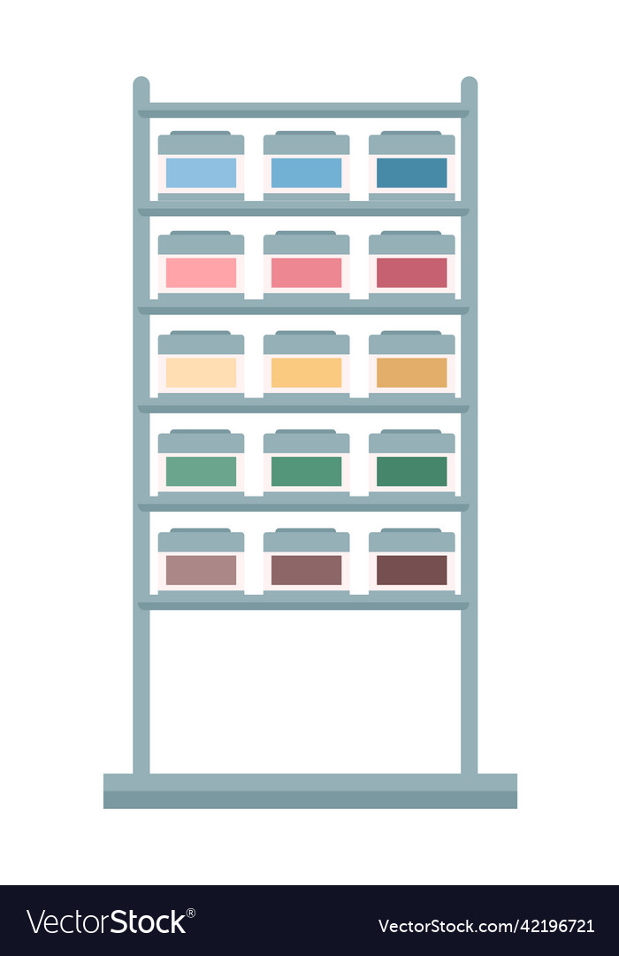 Stand with paint containers semi flat color object