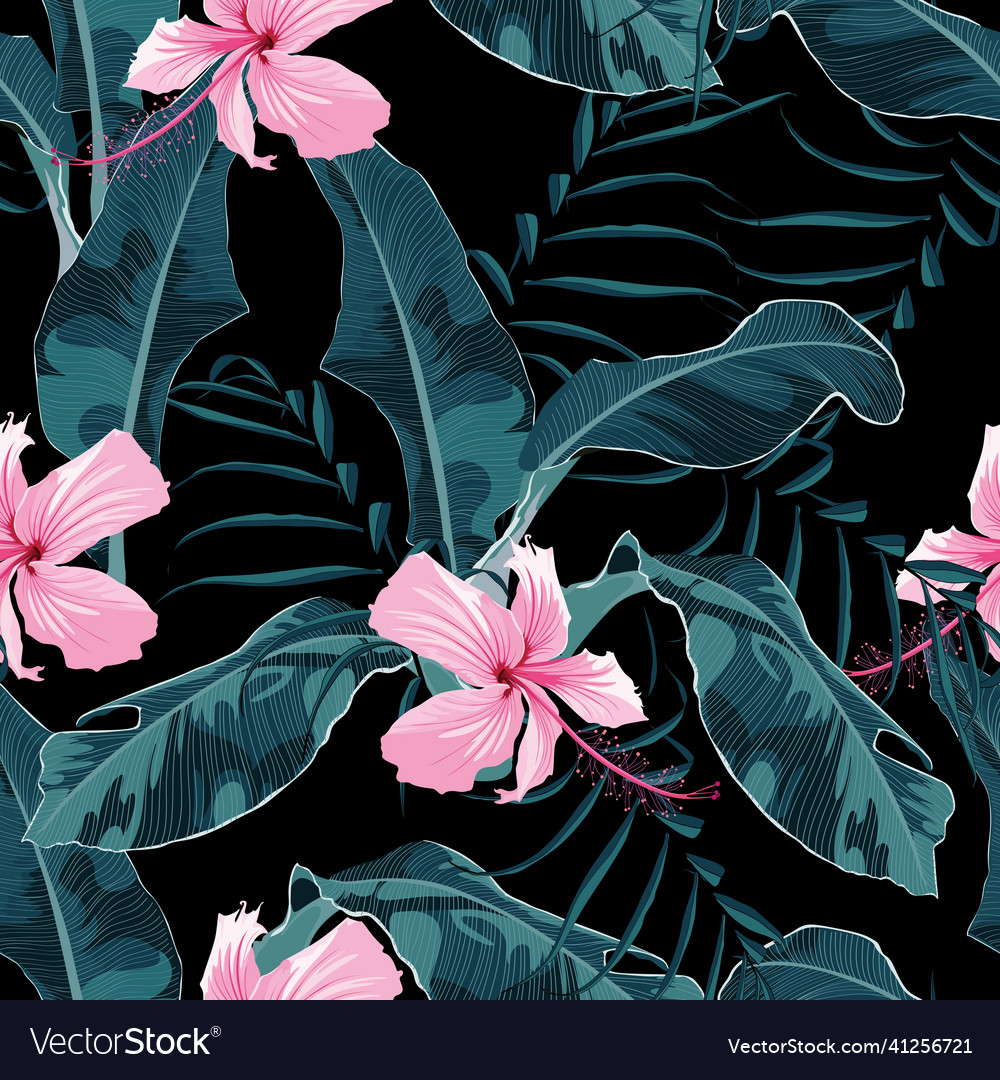 Tropic summer painting seamless pattern vector image Tropic summer painting seamless pattern