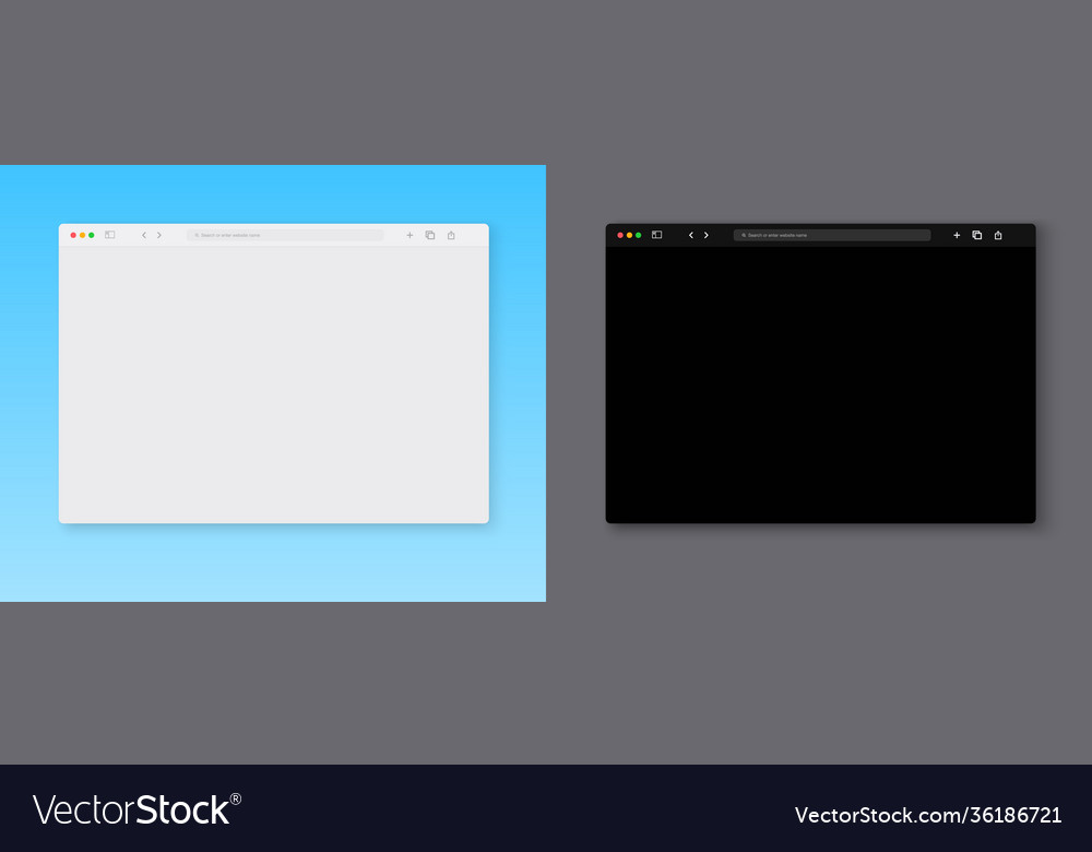 Web browser window template blank screen vector image Web browser window template blank screen