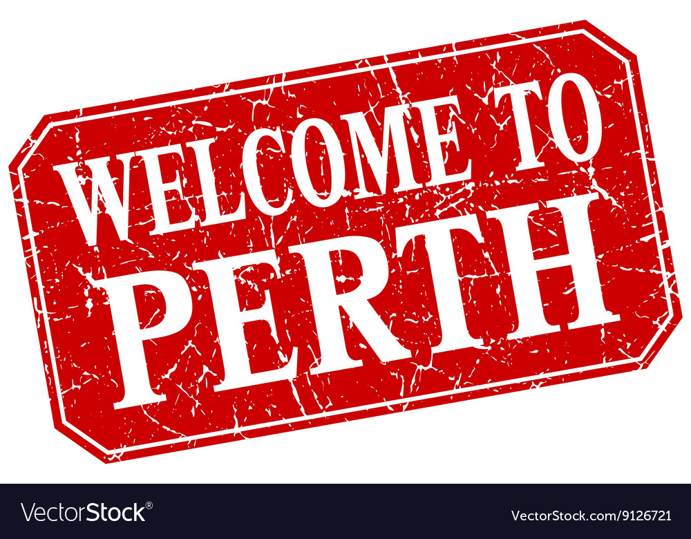 to perth red square grunge stamp Vector Image