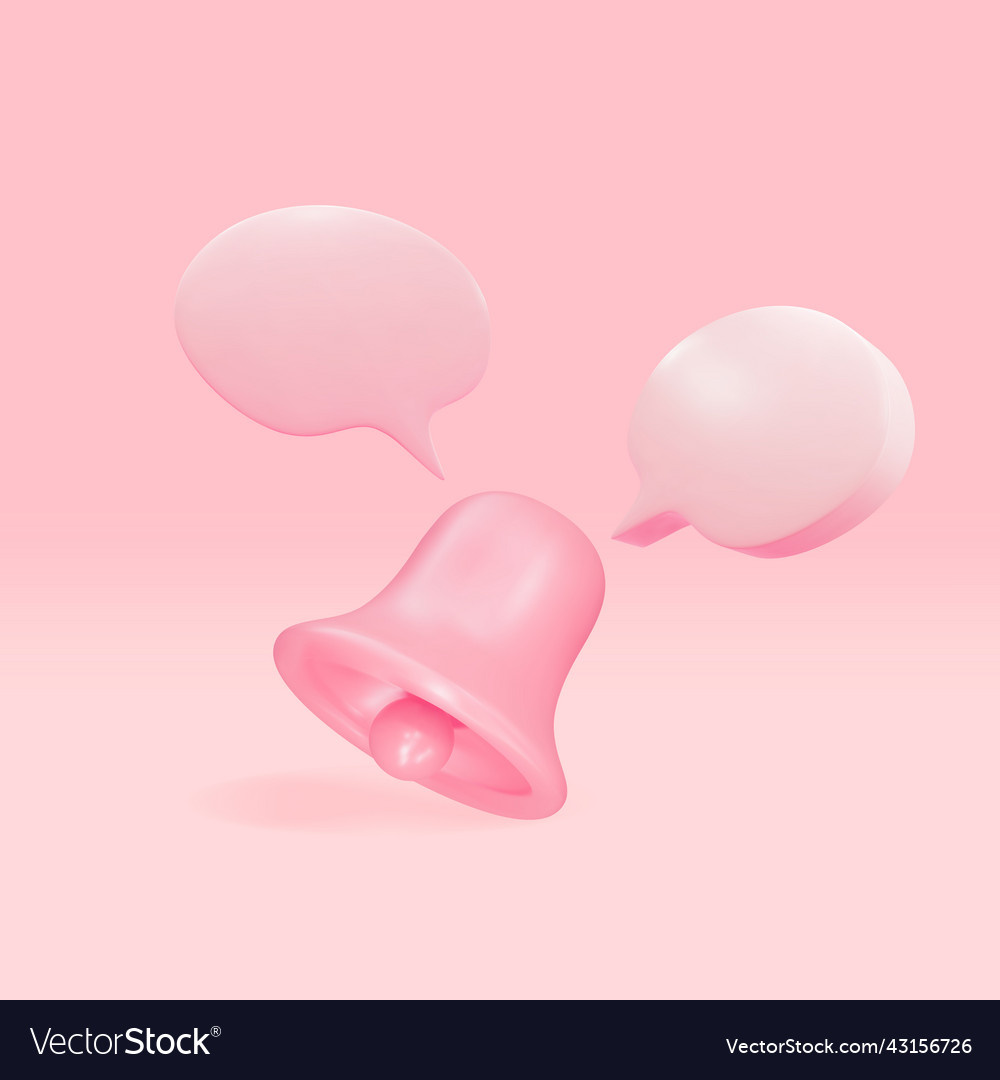 3d notification message bell reminder vector image 3d notification message bell reminder