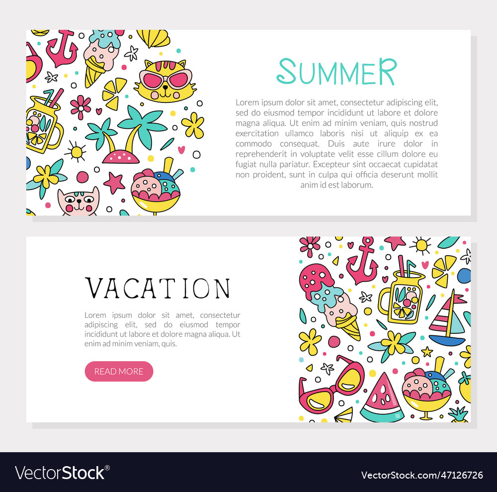 Colorful summer vacation landing page design