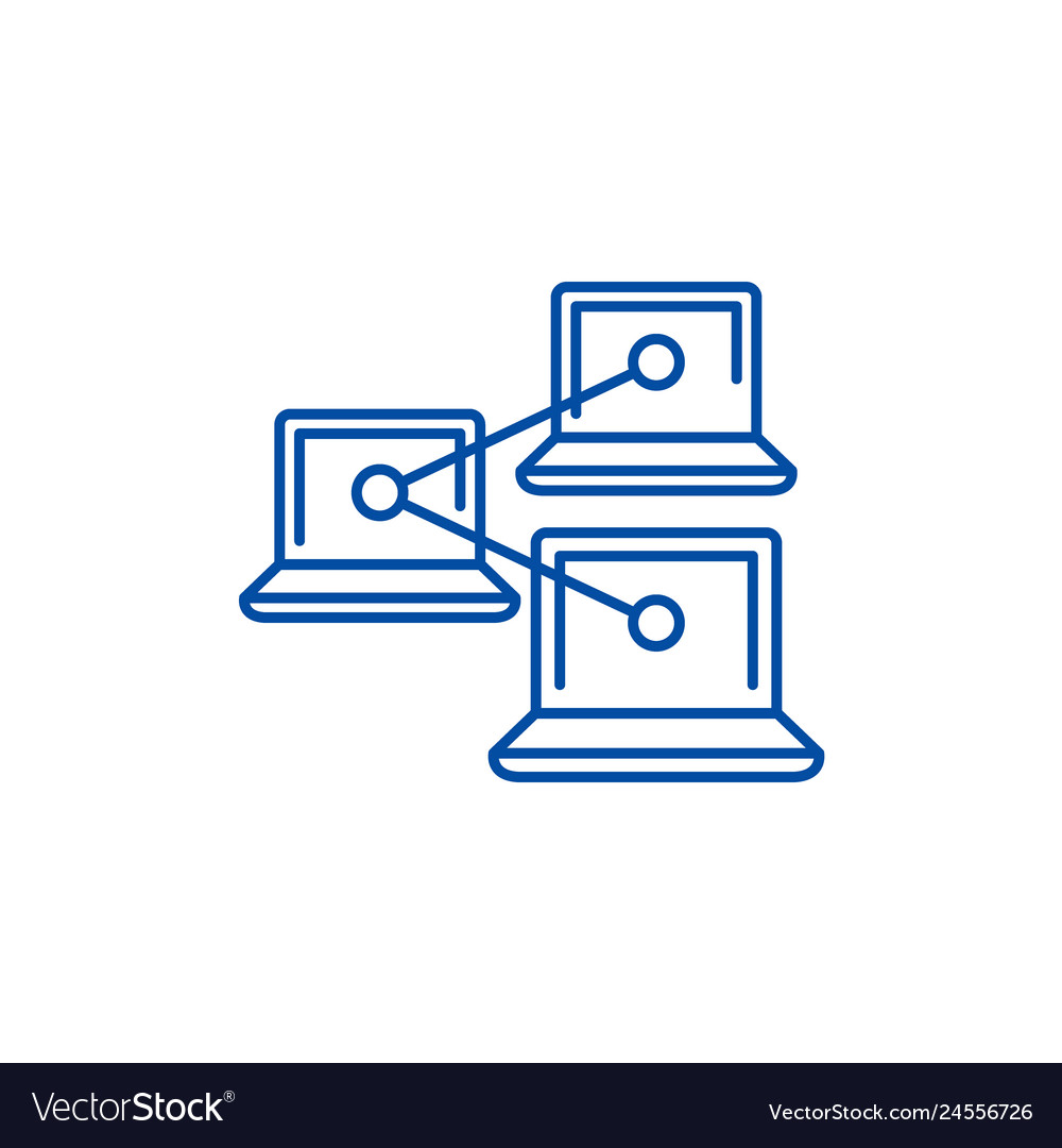 Computer work network line icon concept