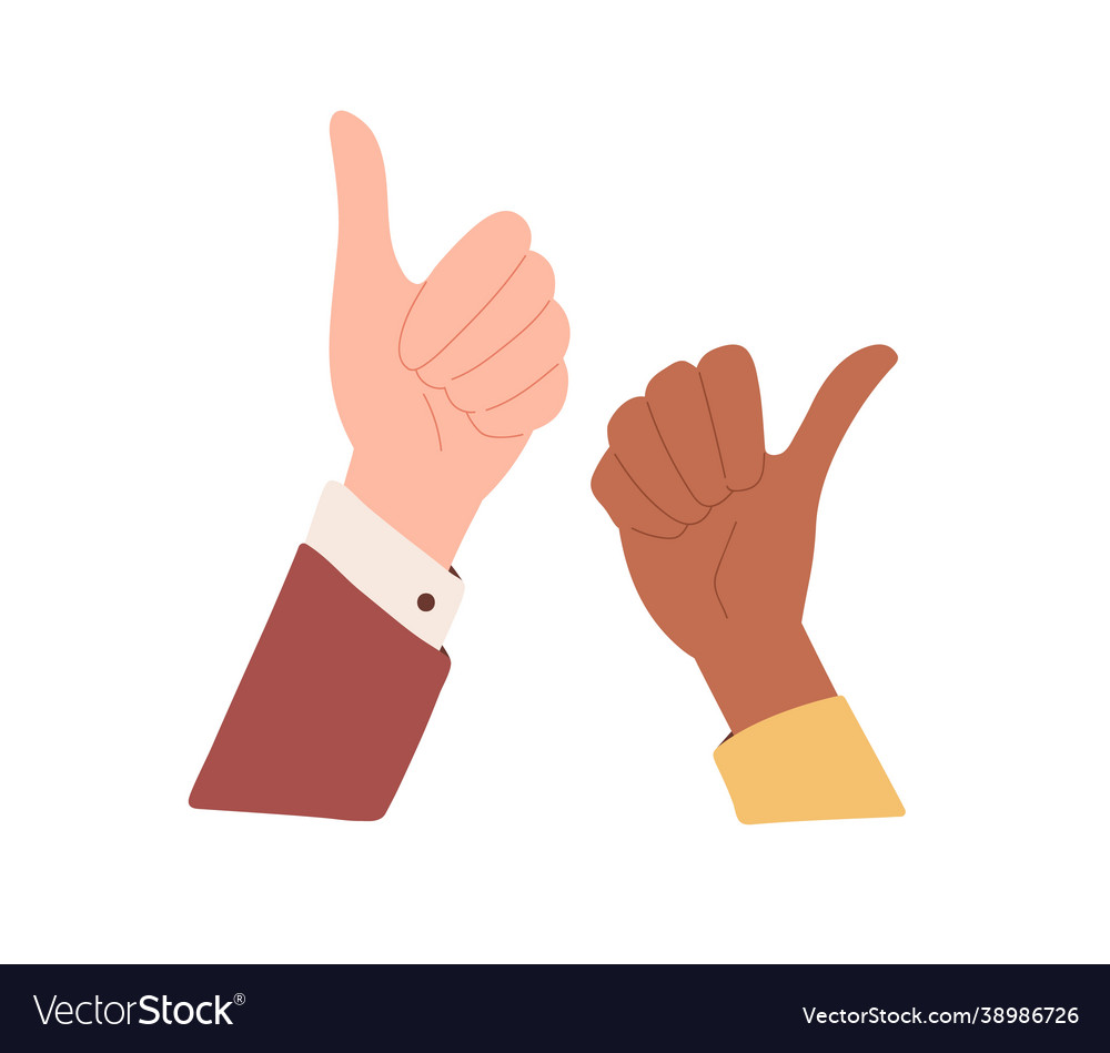 Diverse menschliche Hände mit Daumen positiv wie vector image Diverse menschliche Hände mit Daumen positiv wie