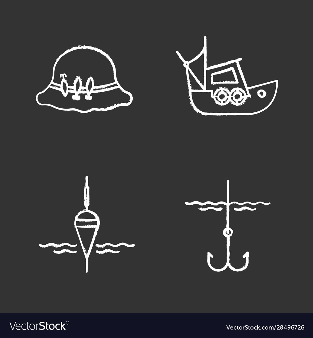 Fishing chalk icons set Royalty Free Vector Image