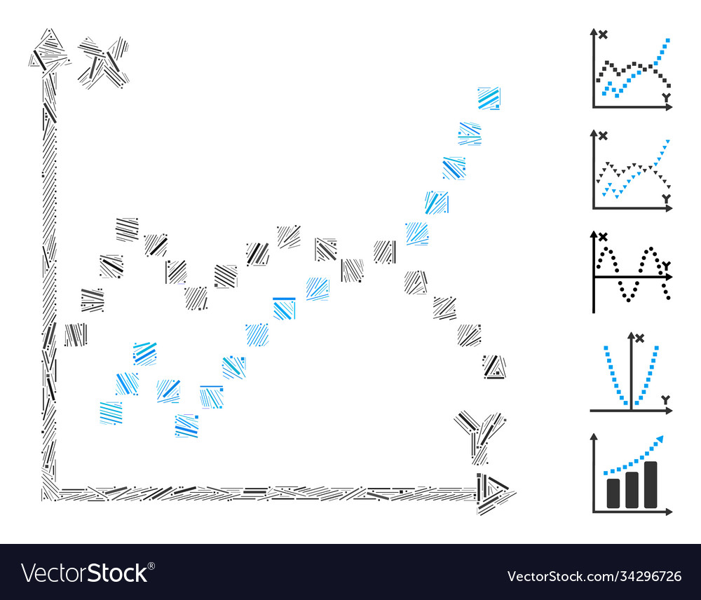 Hatch collage functions plot icon vector image Hatch collage functions plot icon