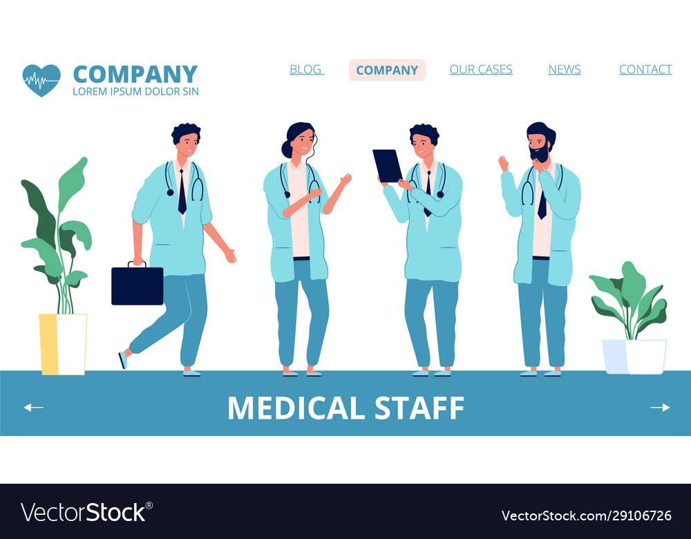 Hospital Landing Page Medical Staff Royalty Free Vector