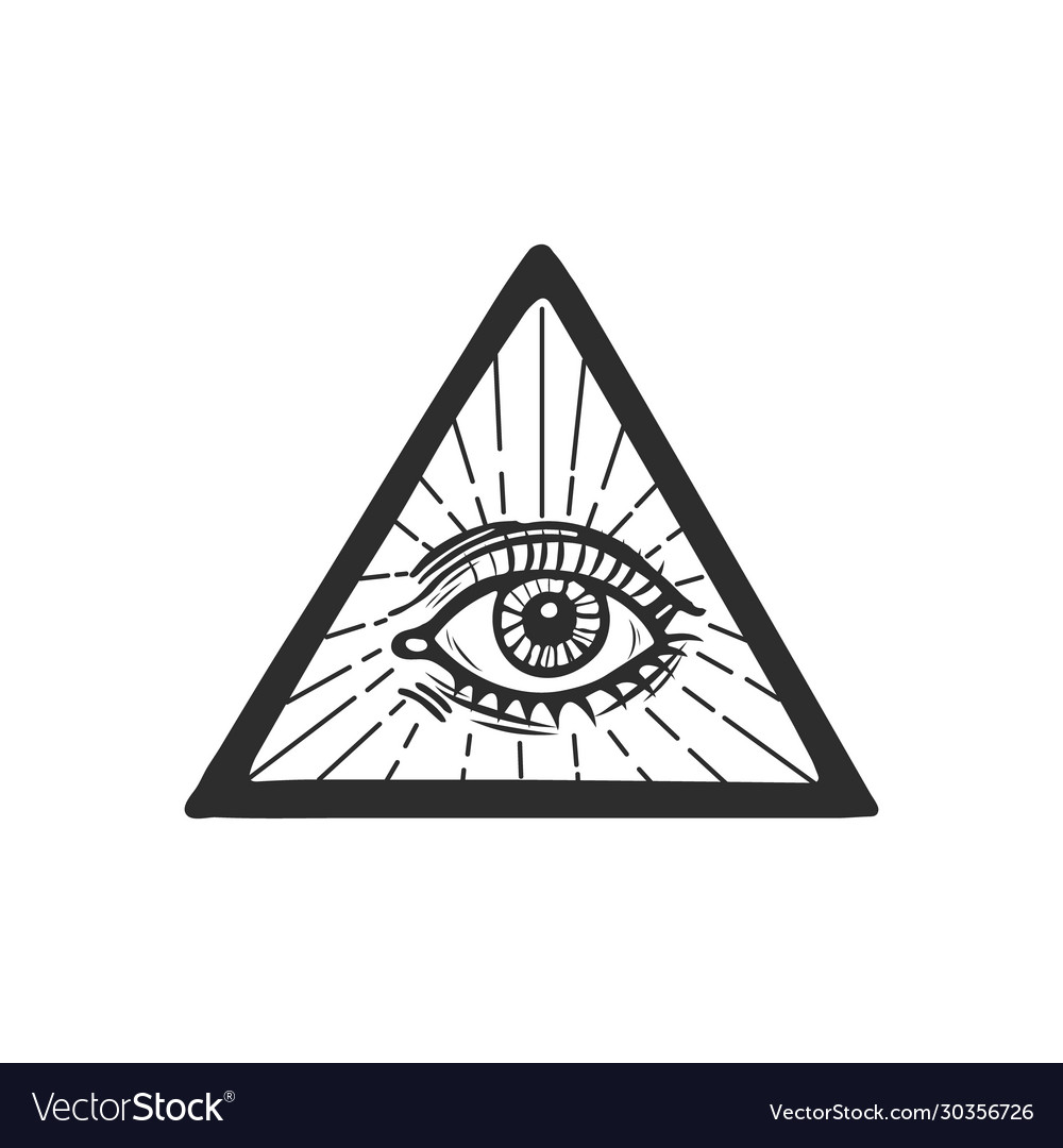 Masonic eye in retro style on white background Vector Image