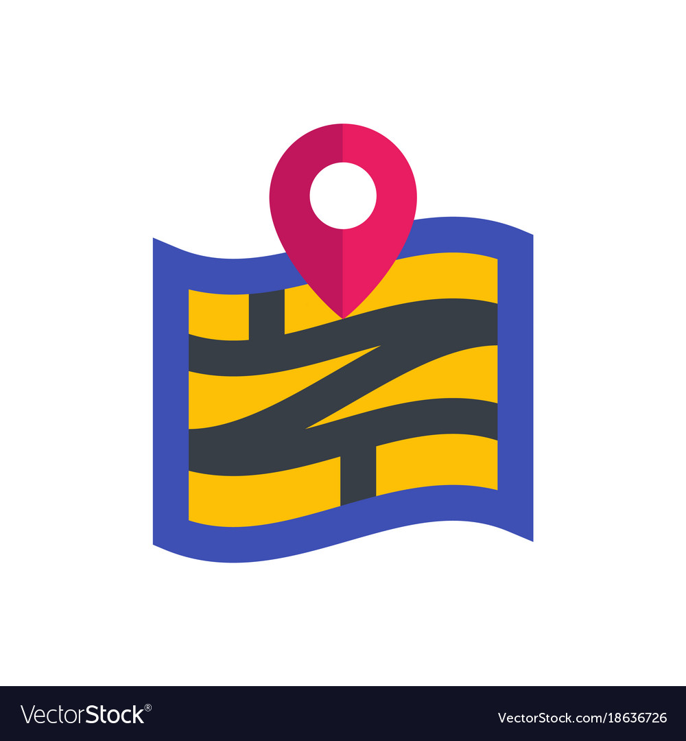 Navigation icon on white map and pointer