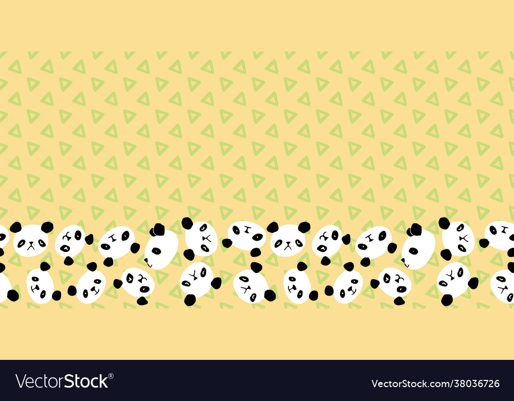 Panda triangle frame border seamless pattern vector image Panda triangle frame border seamless pattern