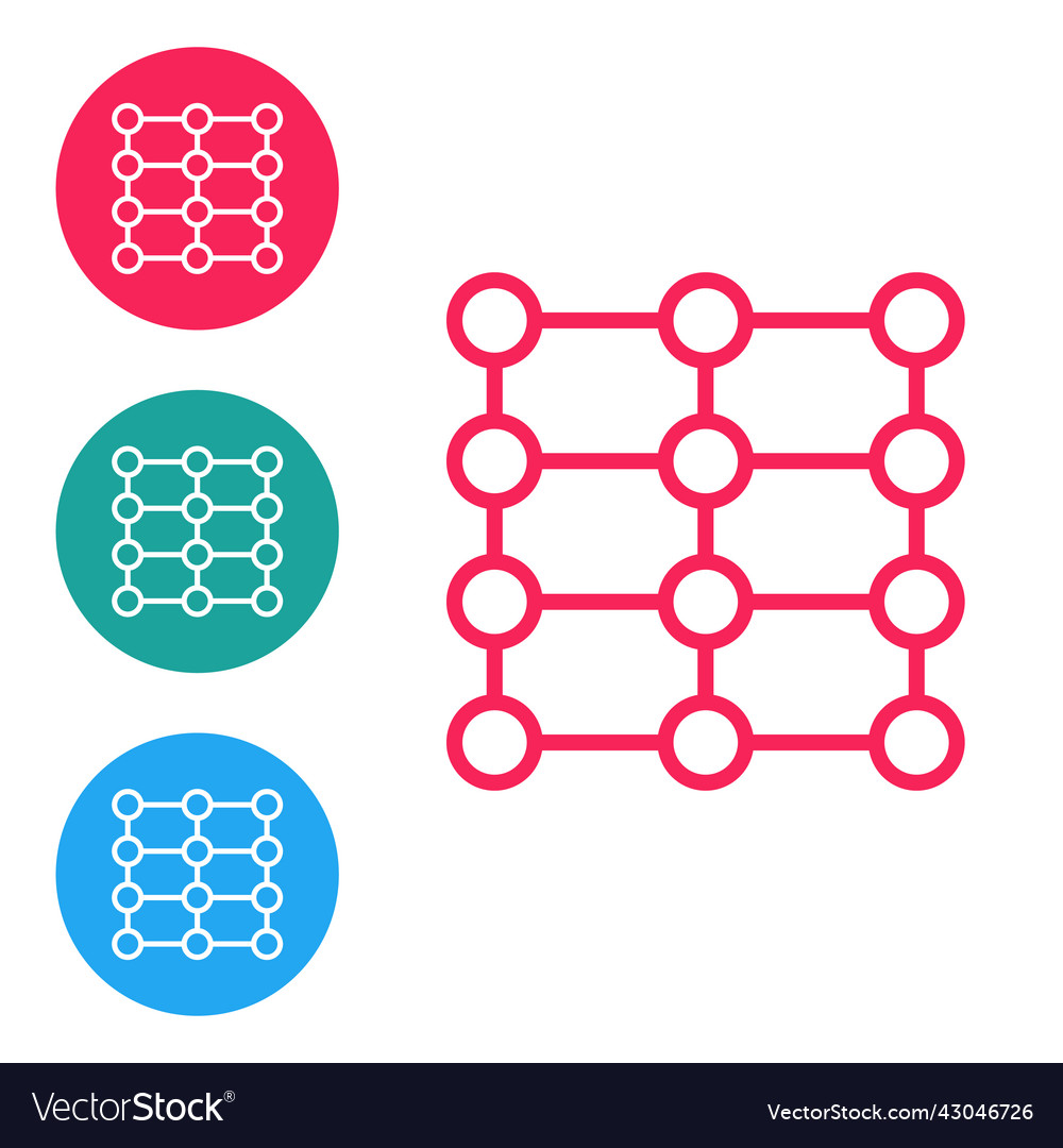 Red line neural network icon isolated on white vector image Red line neural network icon isolated on white