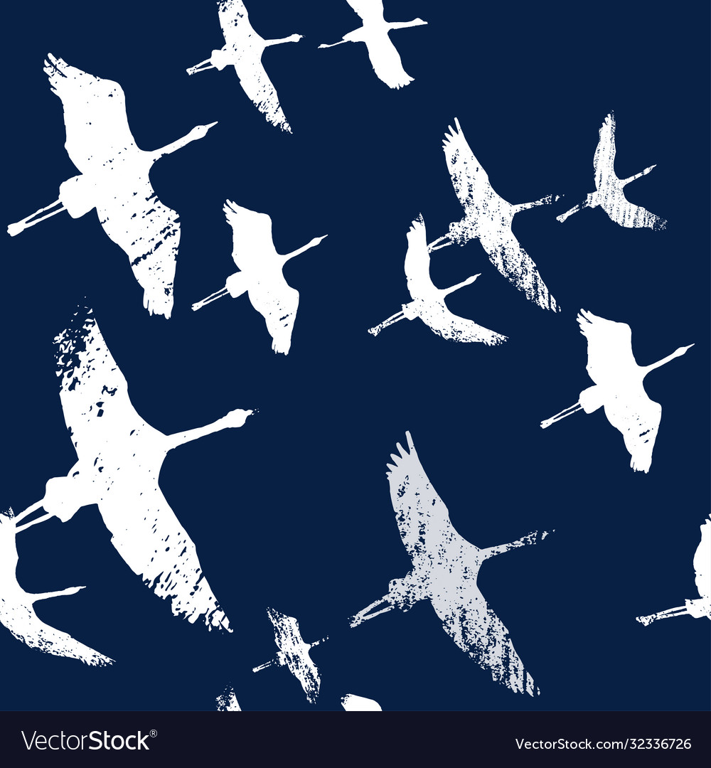 Seamless hand drawn pattern with birds