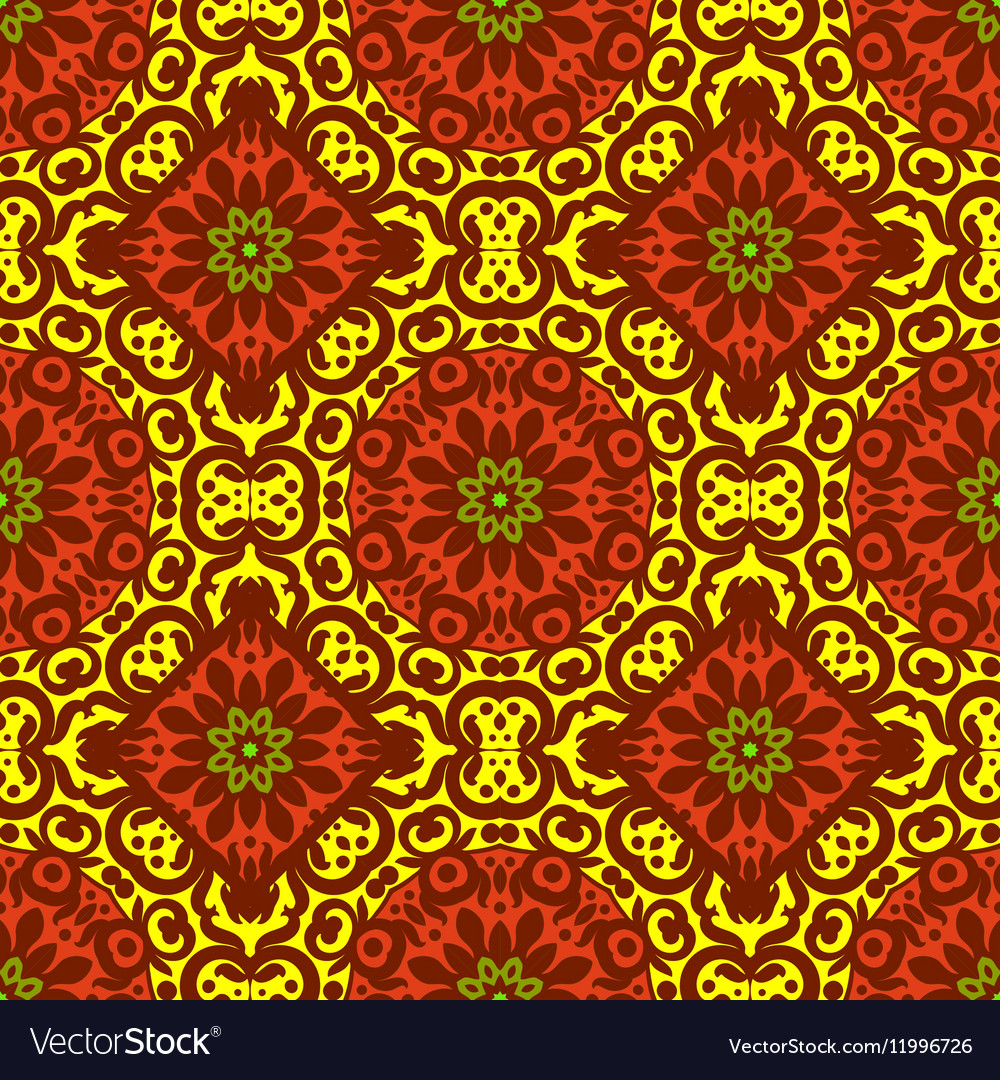Seamless pattern with bright ornament tile Vector Image